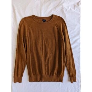 J.Crew Mens Rust Brown 100% Cotton Slub Knit Raglan Crewneck Sweater Large
